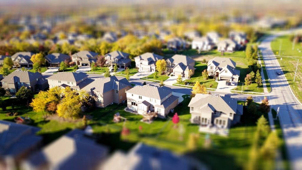 houses and trees in a neighborhood