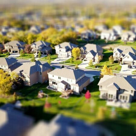 houses and trees in a neighborhood