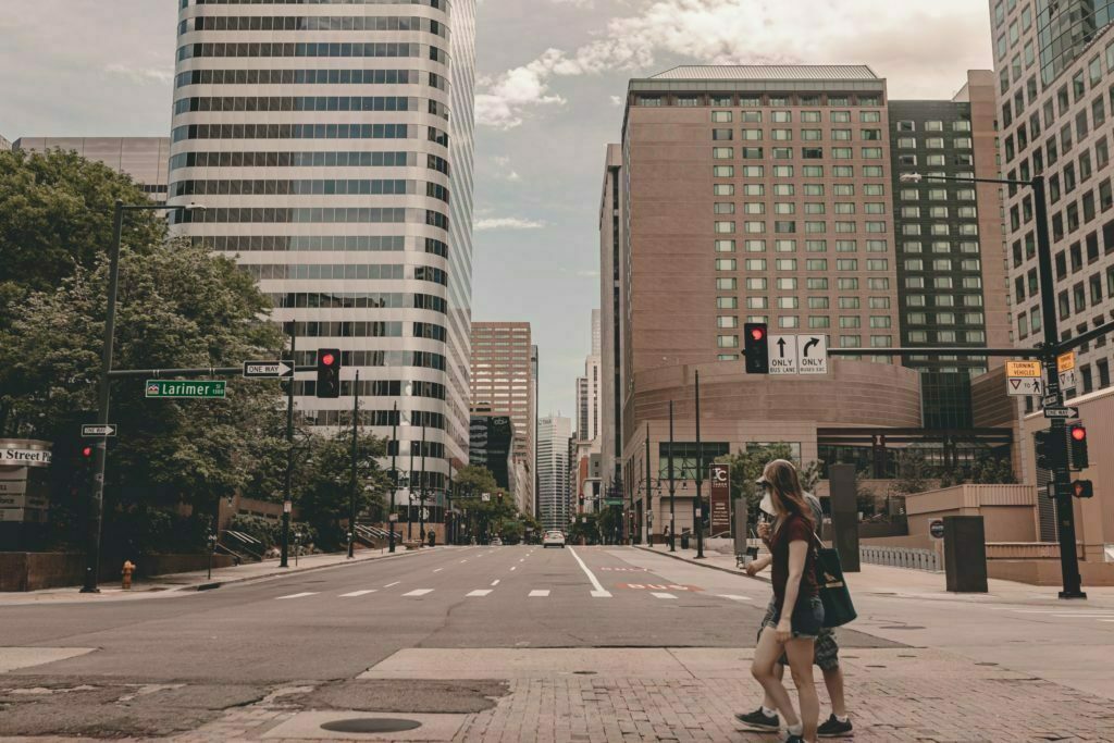 a person standing on a street corner