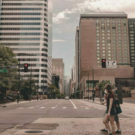 a person standing on a street corner